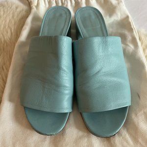 Mansur Gavriel Mini Heel Mules in baby blue